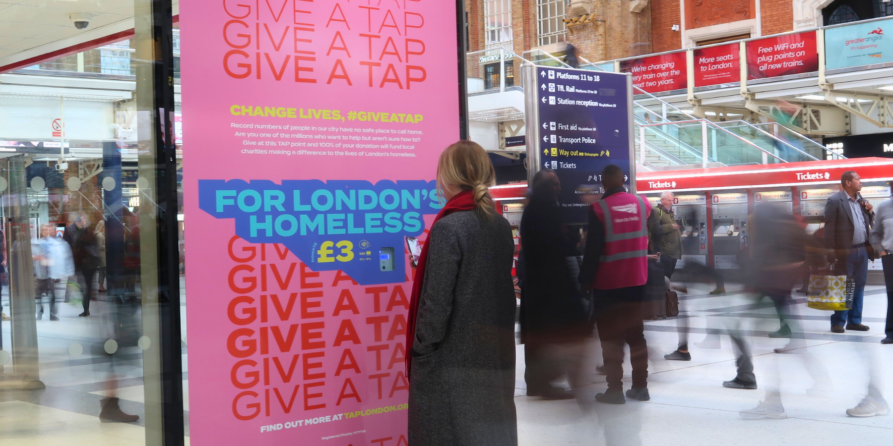 TAP point in London to donate to the London homeless charities Group